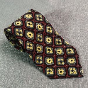 Ungaro Silk Necktie Neck Tie Graphic Red Grey